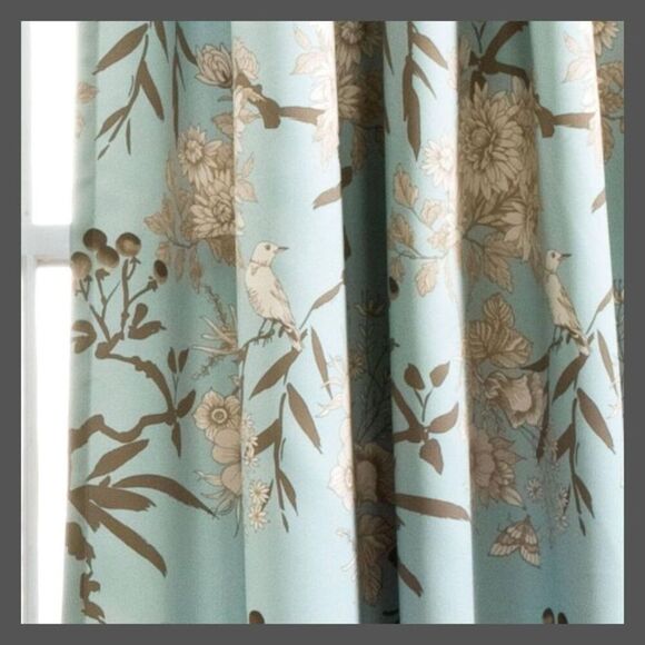 Lush Decor - 2pk 52"x95" Light Filtering Botanical Garden Curta Blue - Picture 3 of 4